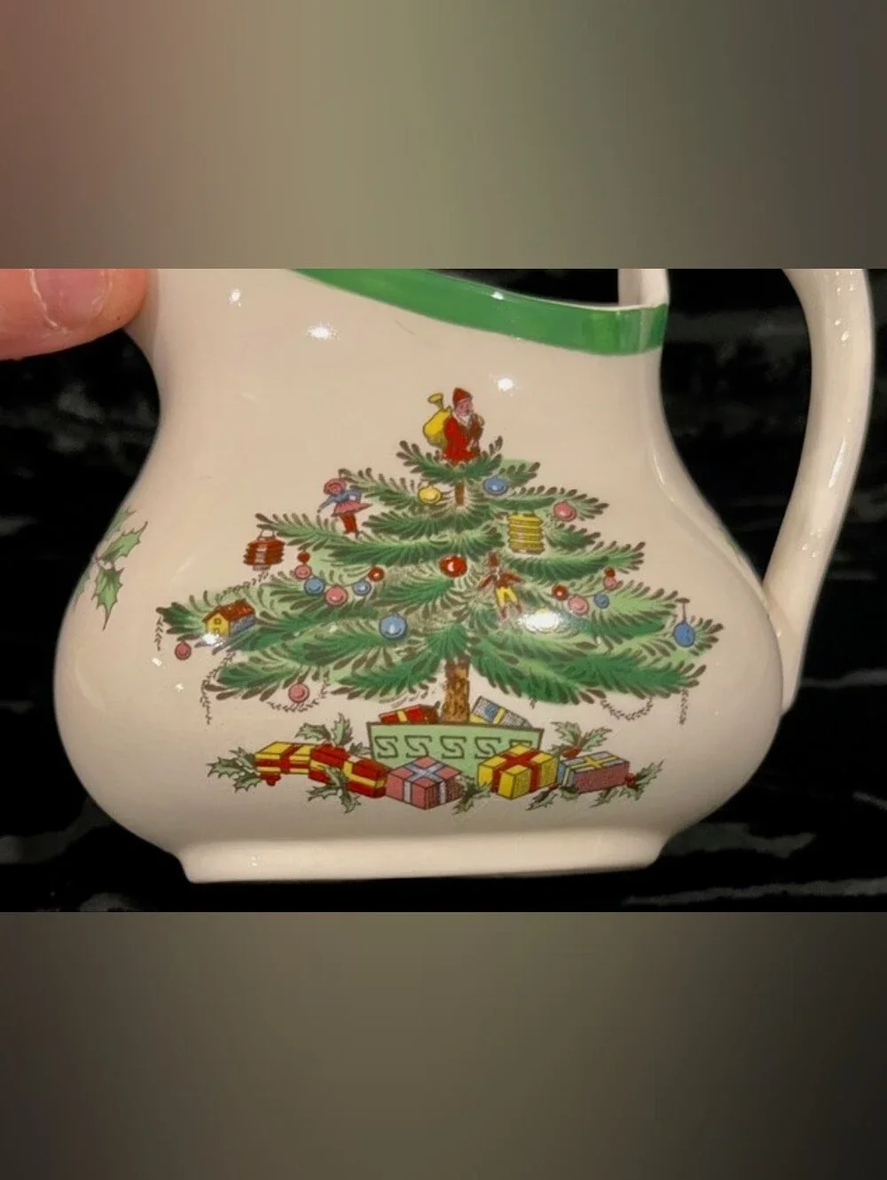 Vintage Spode Christmas Tree Sugar Bowl & Creamer Set Made In England